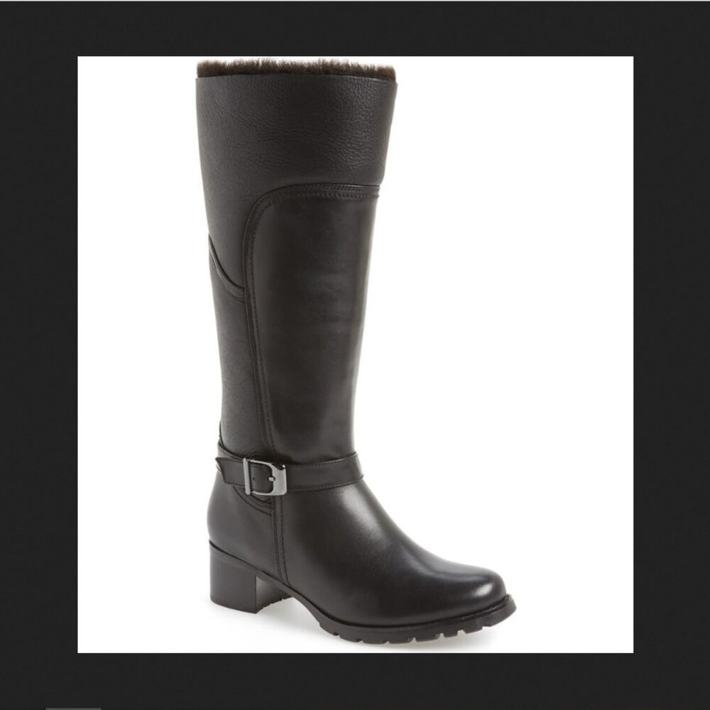 Blondo NEW Fabrizia Waterproof Tall Riding Boots Genuine Shearling Lamb Leather